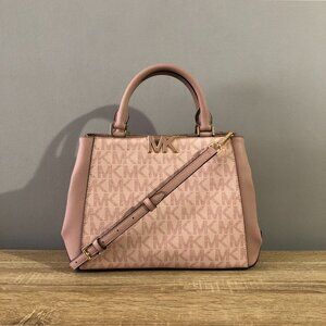 Michael Kors Florence Saffiano Leather Soft Pink Satchel Handbag MSRP $398